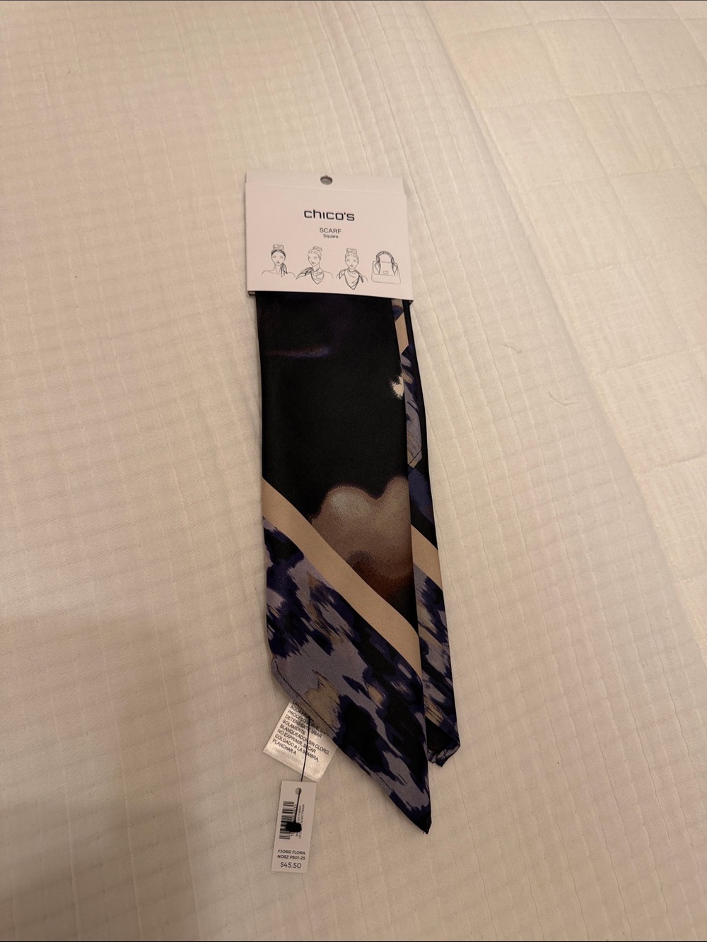 Chico's woman Black & Blue Patterned Scarf